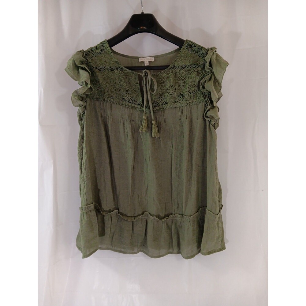Fig + Flower Top Women's Size 2X Green